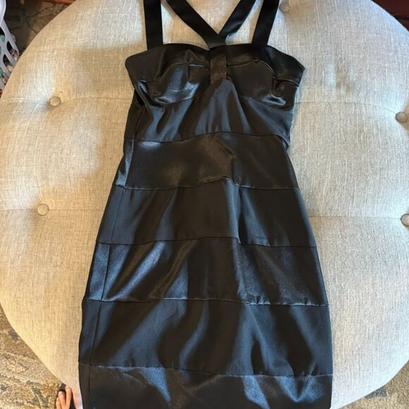 Little Black Ladies Satin Dress - Size 4 - Picture 1 of 3